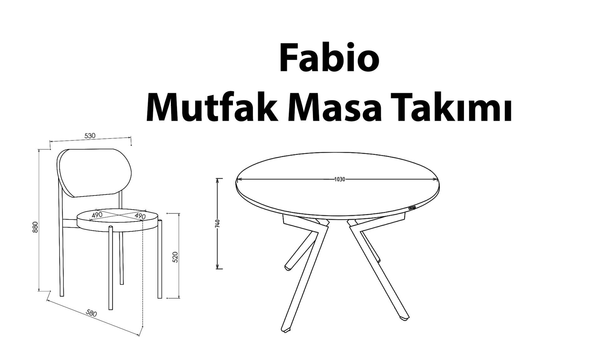 Fabio Mutfak Masa Takımı - Siyah - Görsel 4